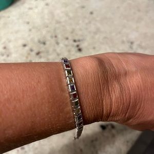 7 inch multi stone simulated bracelet